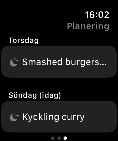 Veckans måltidsplanering på Apple Watch