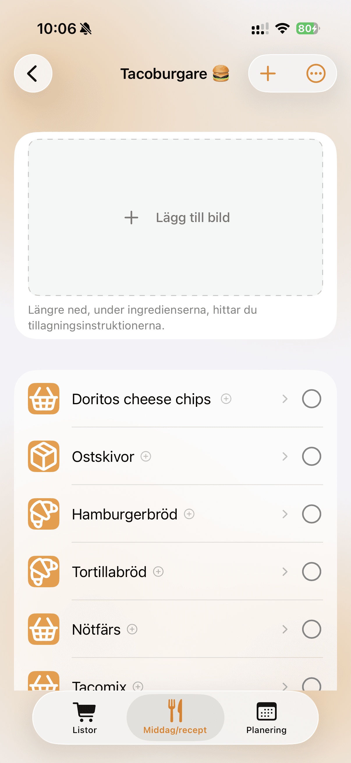Lägg till en bild på ett eget recept